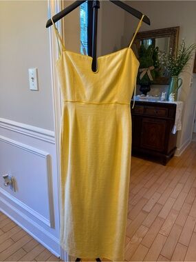 ANTONIO MELANI Yellow Spaghetti-Strap Midi Dress